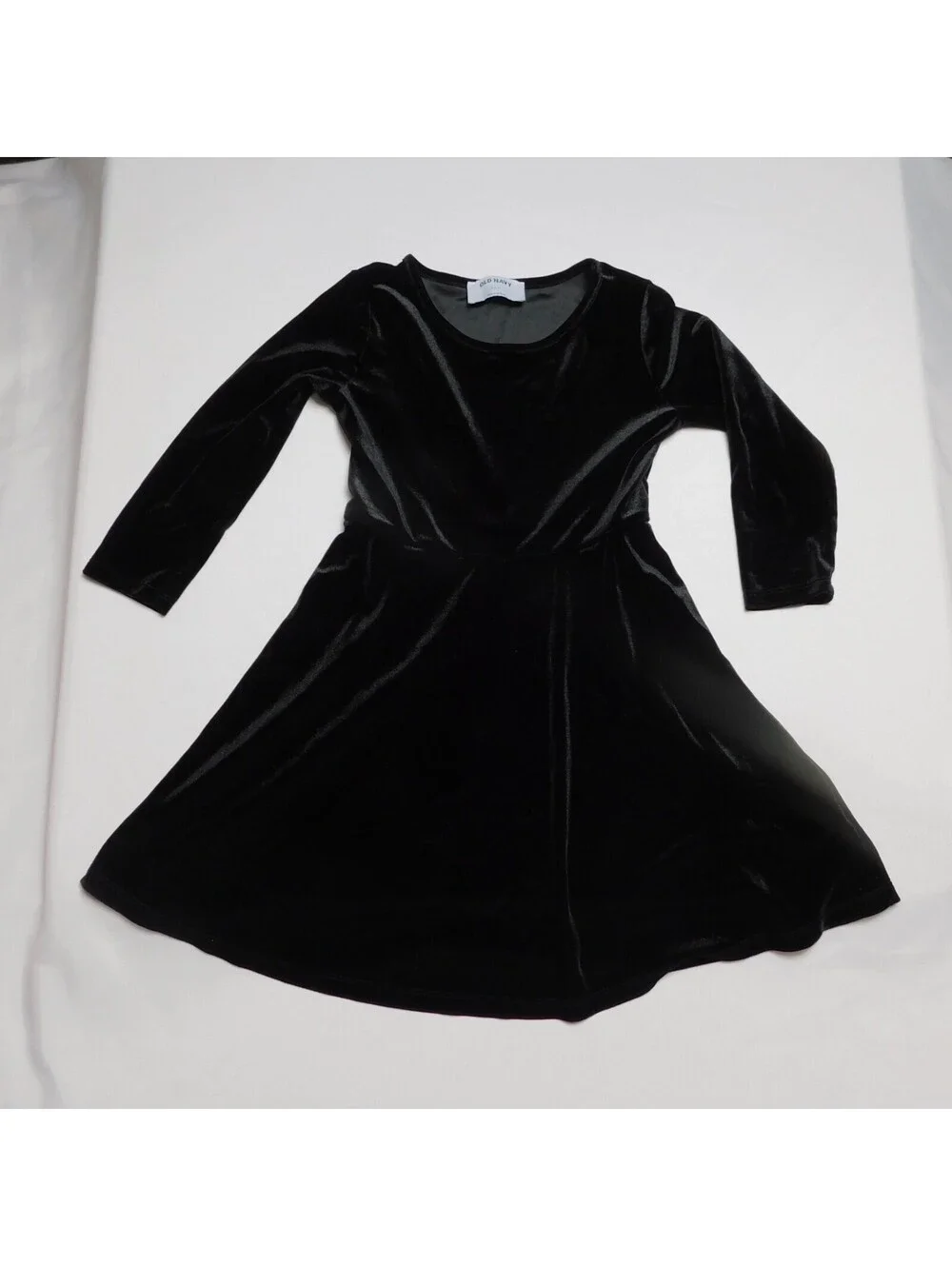 Old Navy Girls Black Velvet Long Sleeve Dress Size Small (6-7) Holiday Party